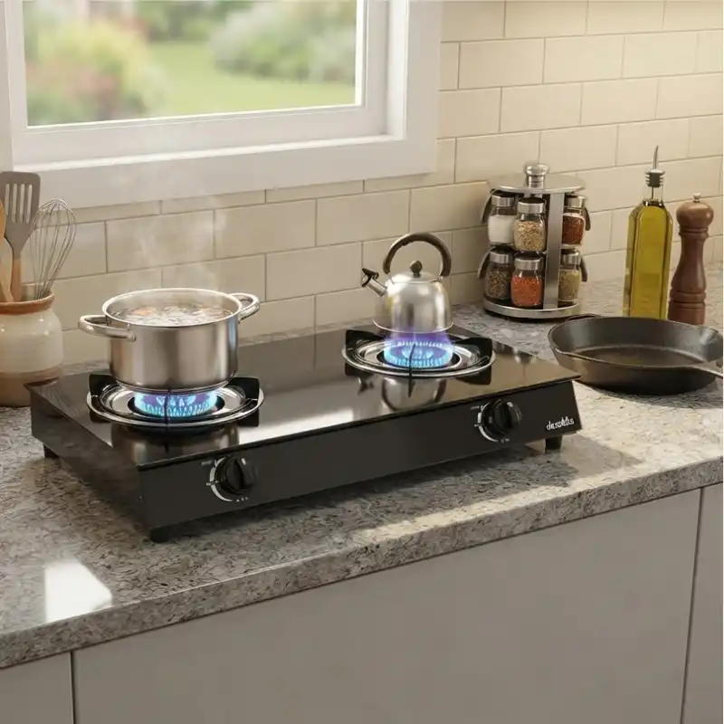 Double Burner Glass Top Gas Stove KMGS043B